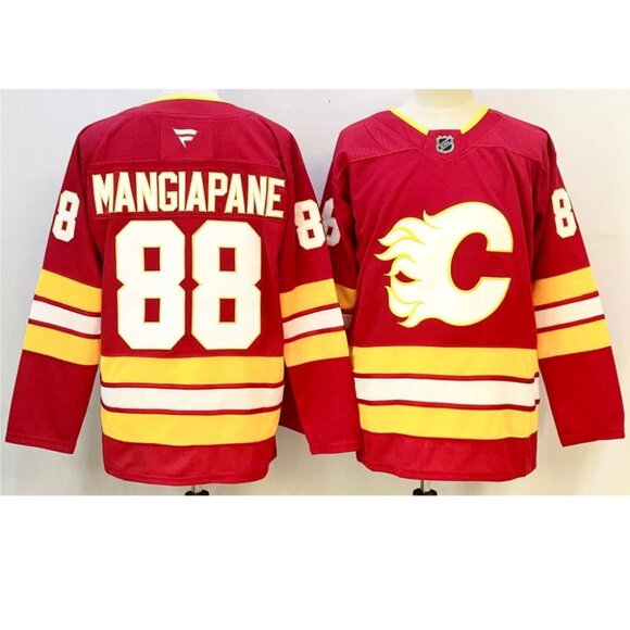 Mens Andrew Mangiapane Red Stitched Jersey